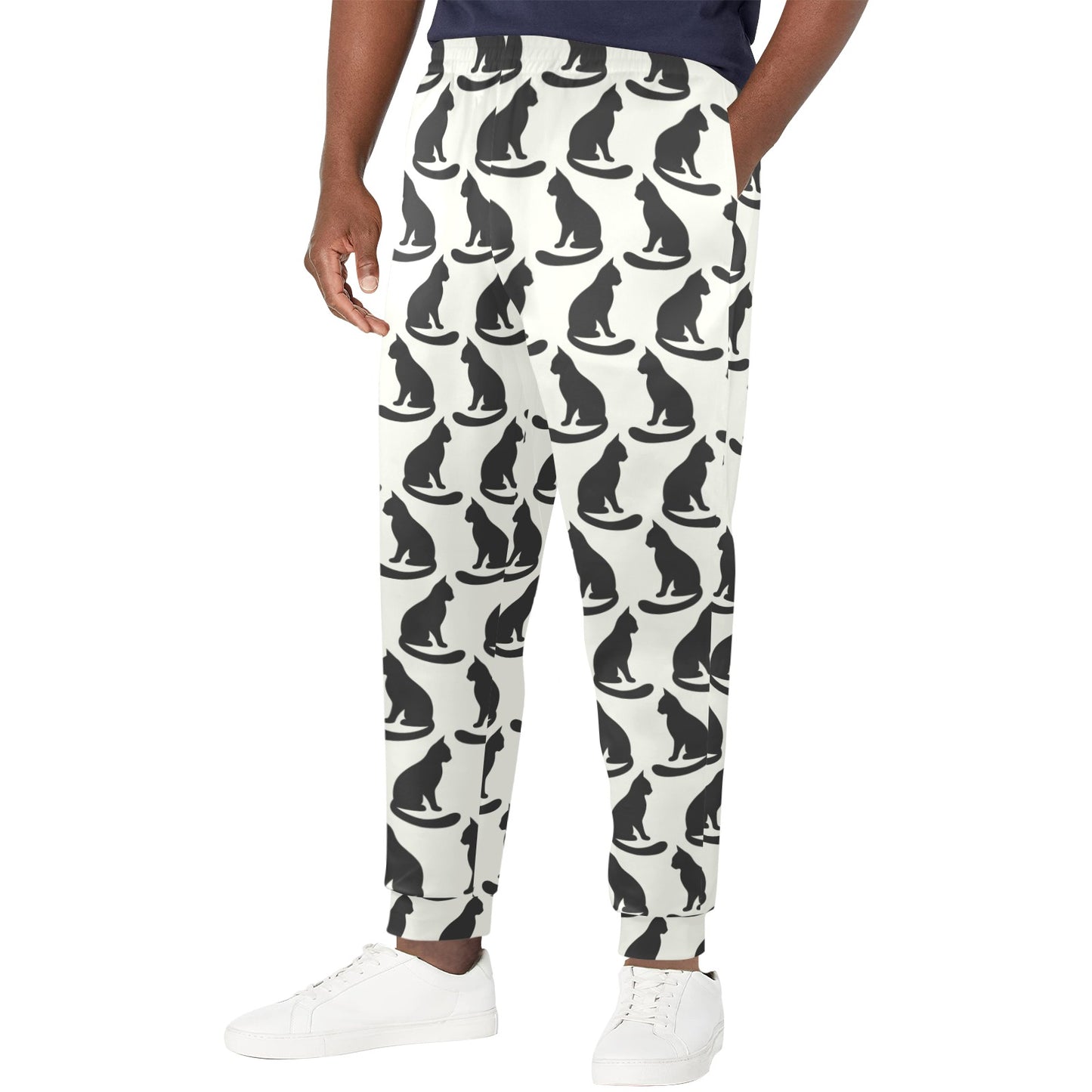 Black Cat Pattern Print Design 02 Men's Casual Track Pants