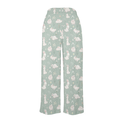 Bunny Pattern Print Design 03 Women's Wide Leg Lounge Pants