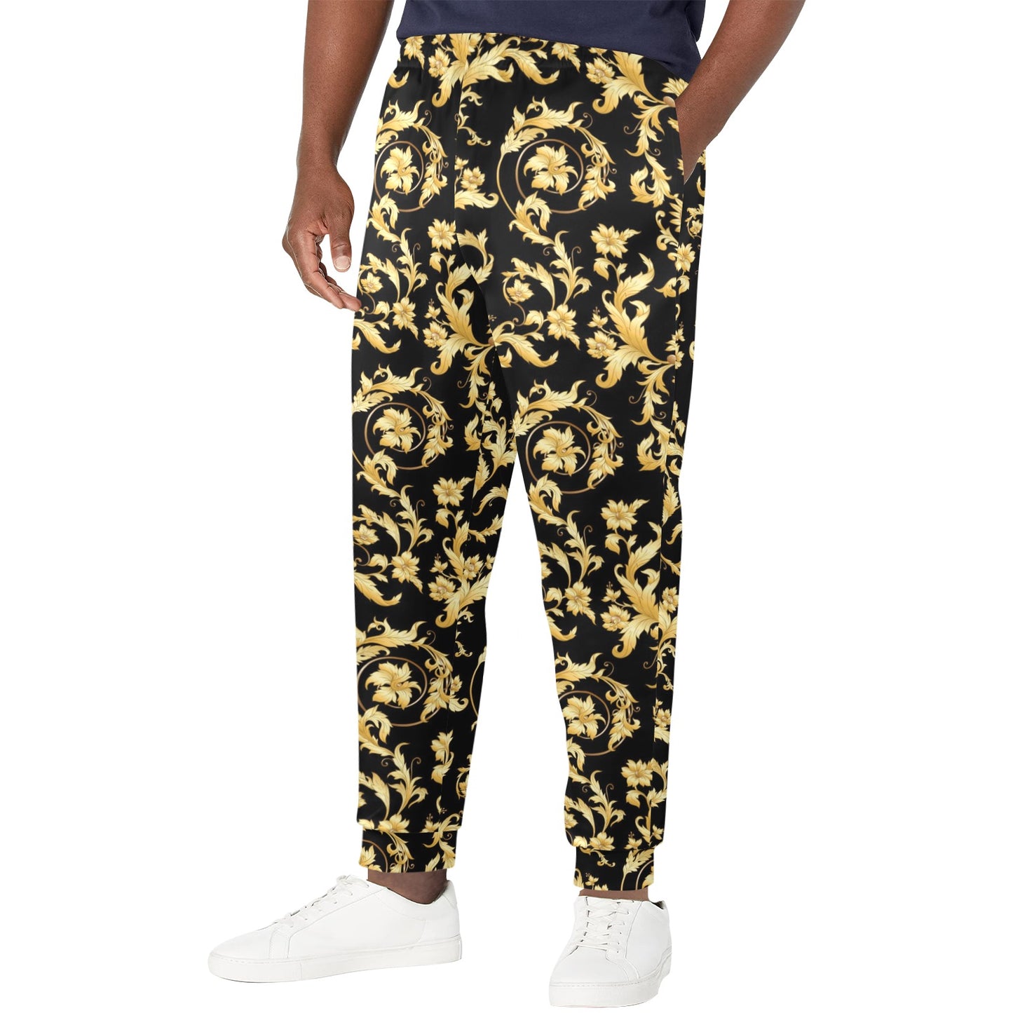 Baroque Golden Pattern Print Design 04 Men's Casual Track Pants