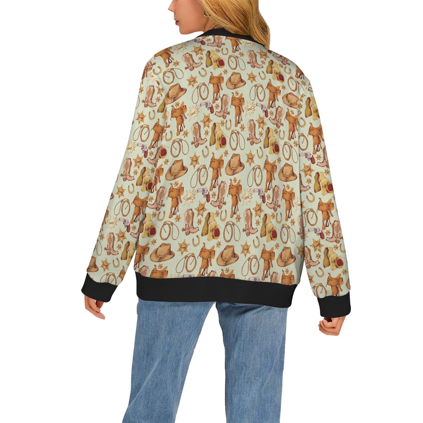 Western Cowboy Design Pattern Women's Cardigan