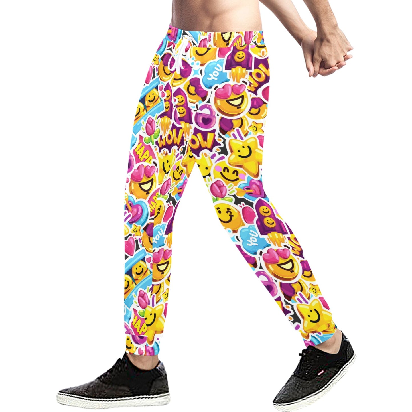 Emoji Sticker Print Pattern Men's Sweatpants