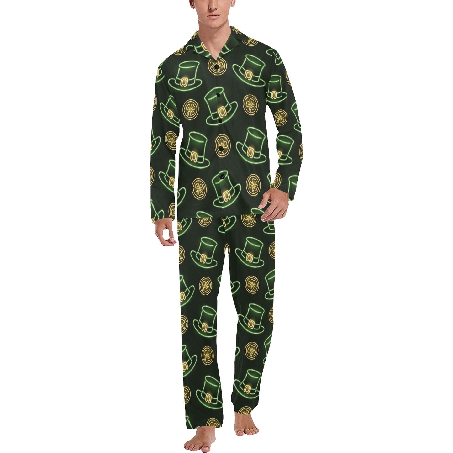St Patricks Day Print Design LKS308 Men's Long Pajama Set