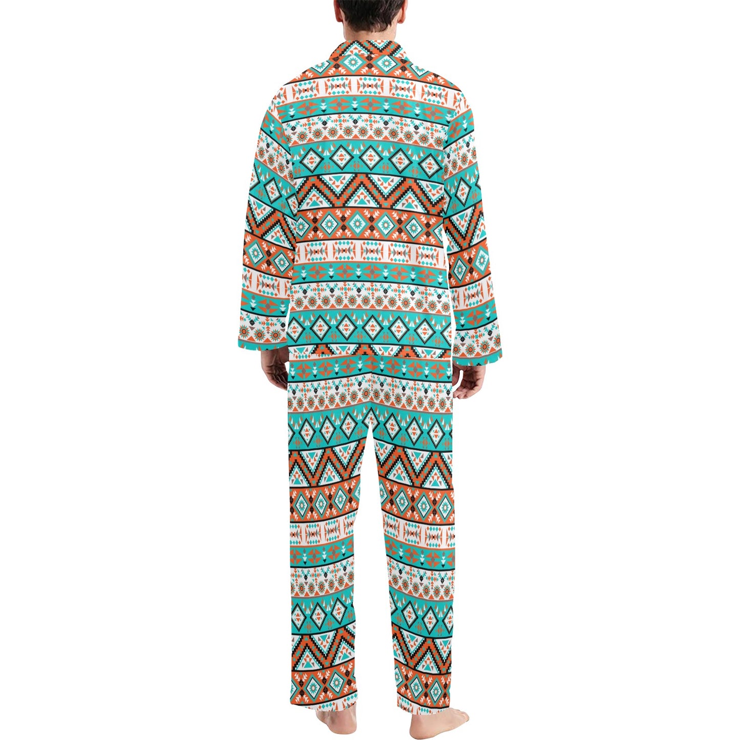Navajo Style Print Pattern Men's Long Pajama Set