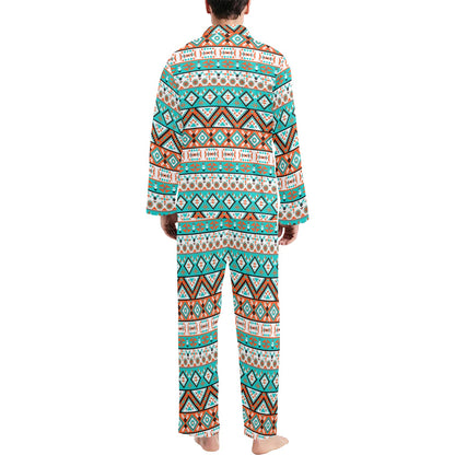 Navajo Style Print Pattern Men's Long Pajama Set