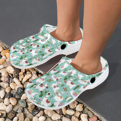 Llama with Cactus Themed Print Unisex Clogs Shoes