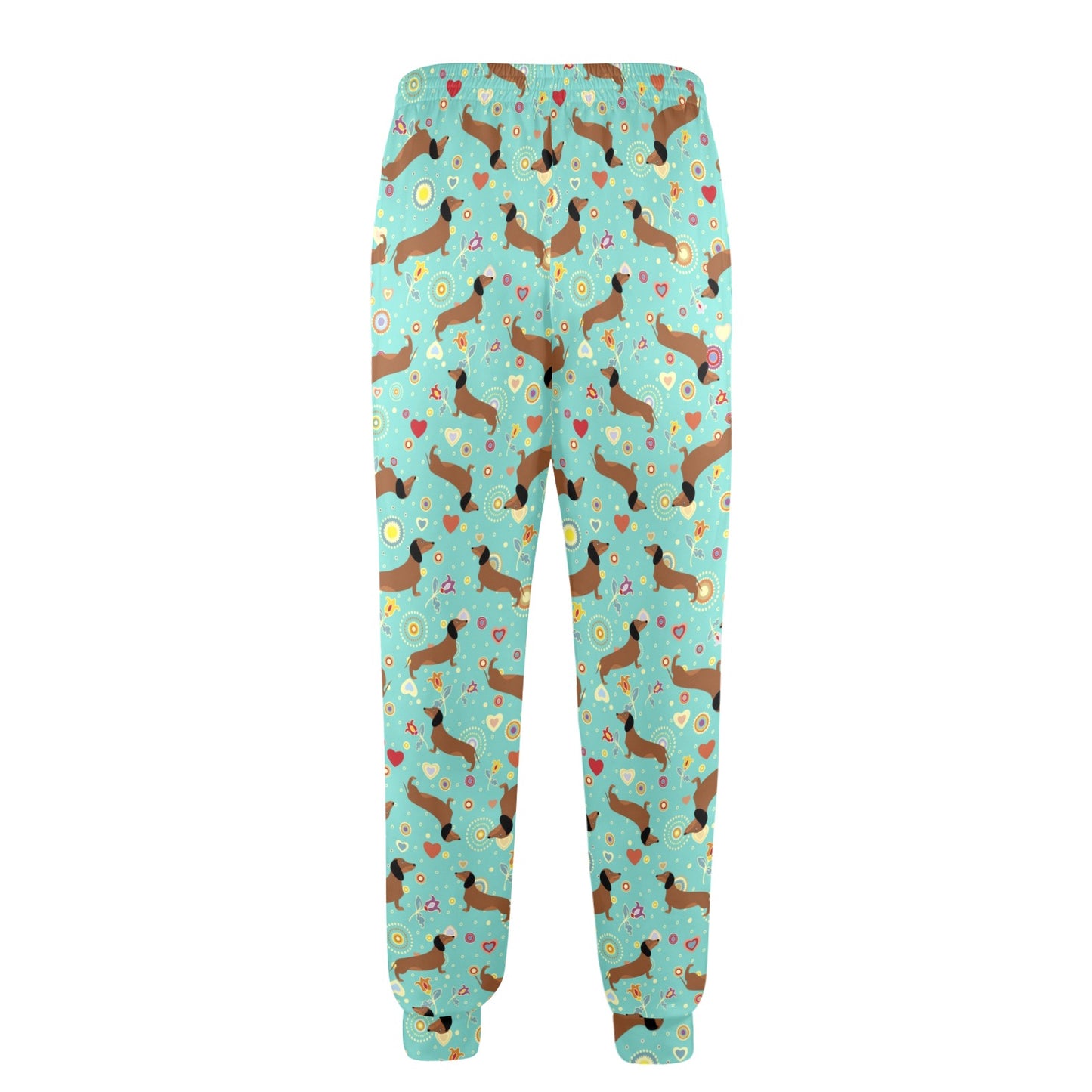 Dachshund with Floral Print Pattern Men's Casual Track Pants