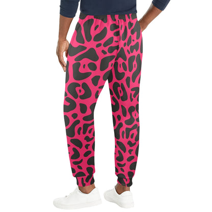 Cheetah Pink Print Pattern Men's Casual Track Pants