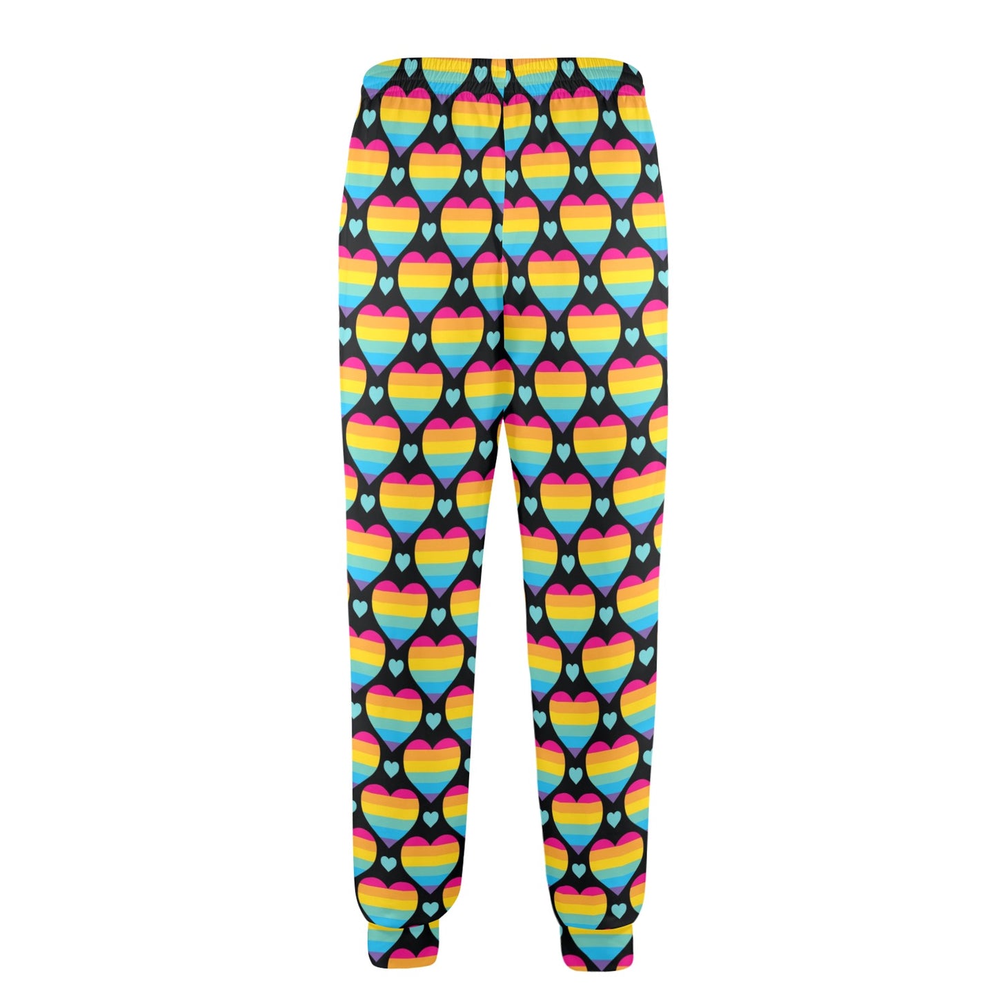 Rainbow Heart Print Pattern Men's Casual Track Pants