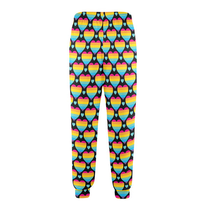 Rainbow Heart Print Pattern Men's Casual Track Pants