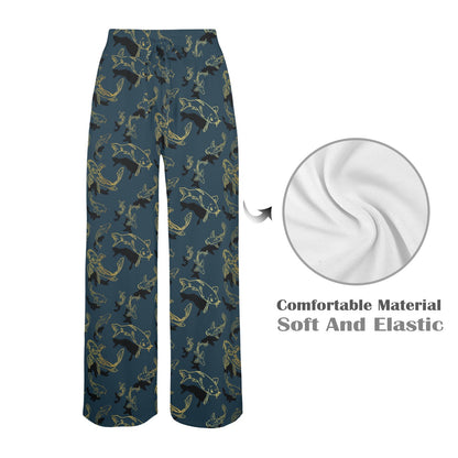 Koi Carp Gold Design Themed Print Women's Wide Leg Lounge Pants