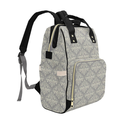 Damask Grey Elegant Print Pattern Diaper Bag Backpack