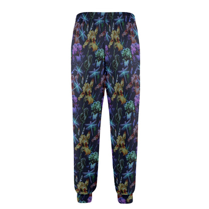 Dragonfly With Floral Print Pattern Men's Casual Track Pants