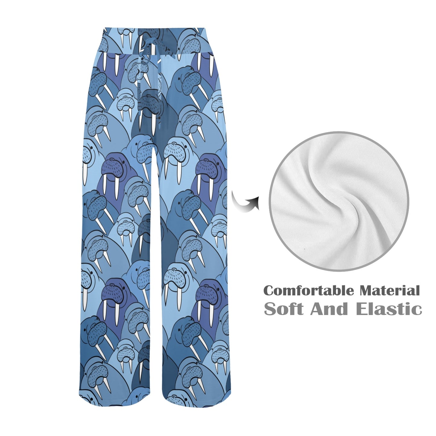 Walrus Pattern Print Design 01 Women's Wide Leg Lounge Pants