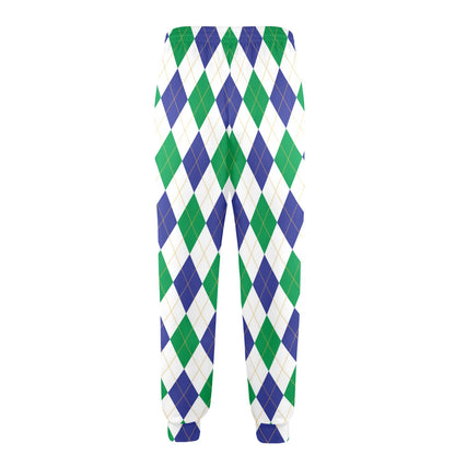 Argyle Green Blue Pattern Print Design 03 Men's Casual Track Pants