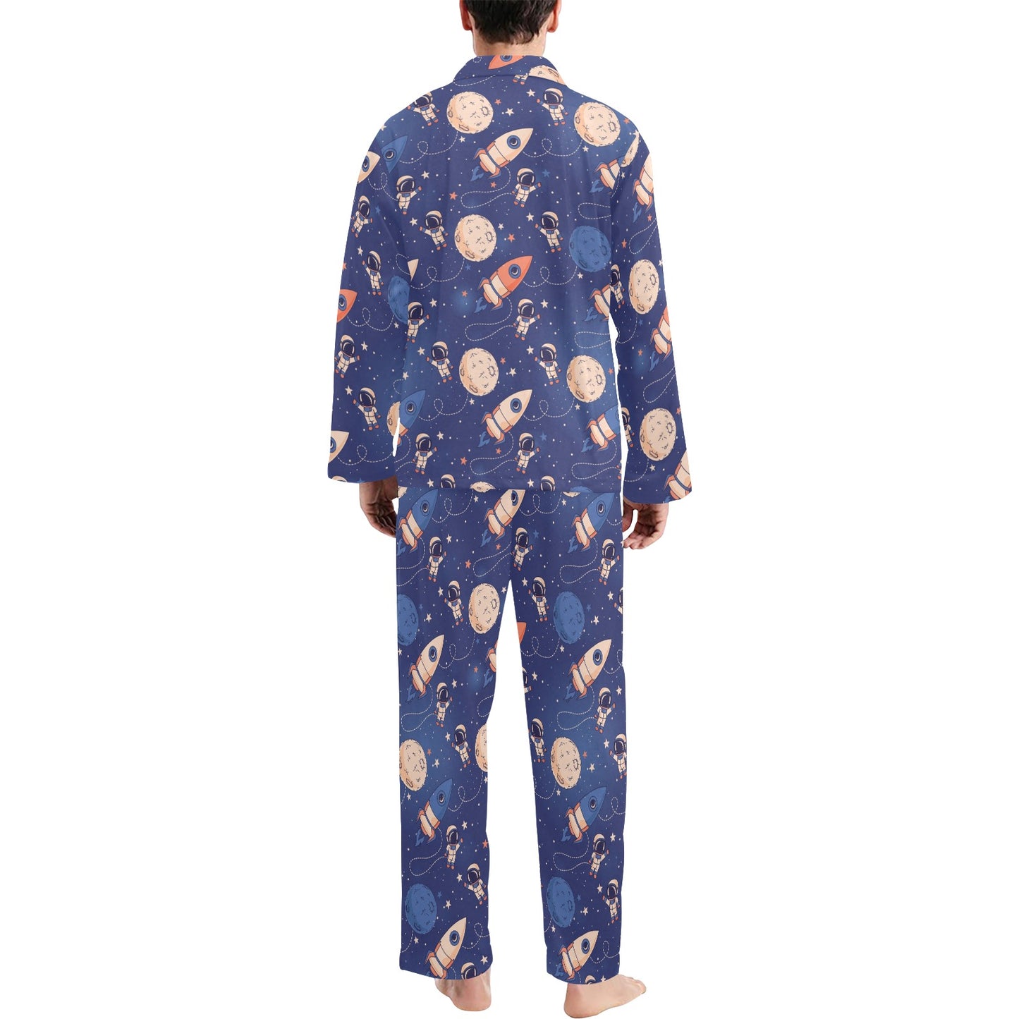 Space Astronaut Rocket Print Design LKS304 Men's Long Pajama Set