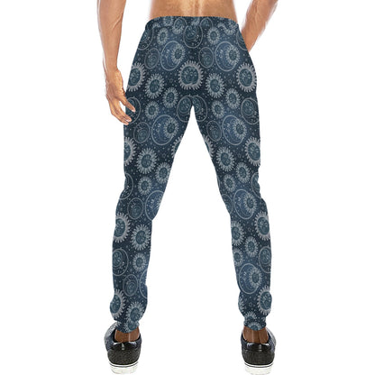 Sun Moon Tattoo Design Themed Print Men's Sweatpants