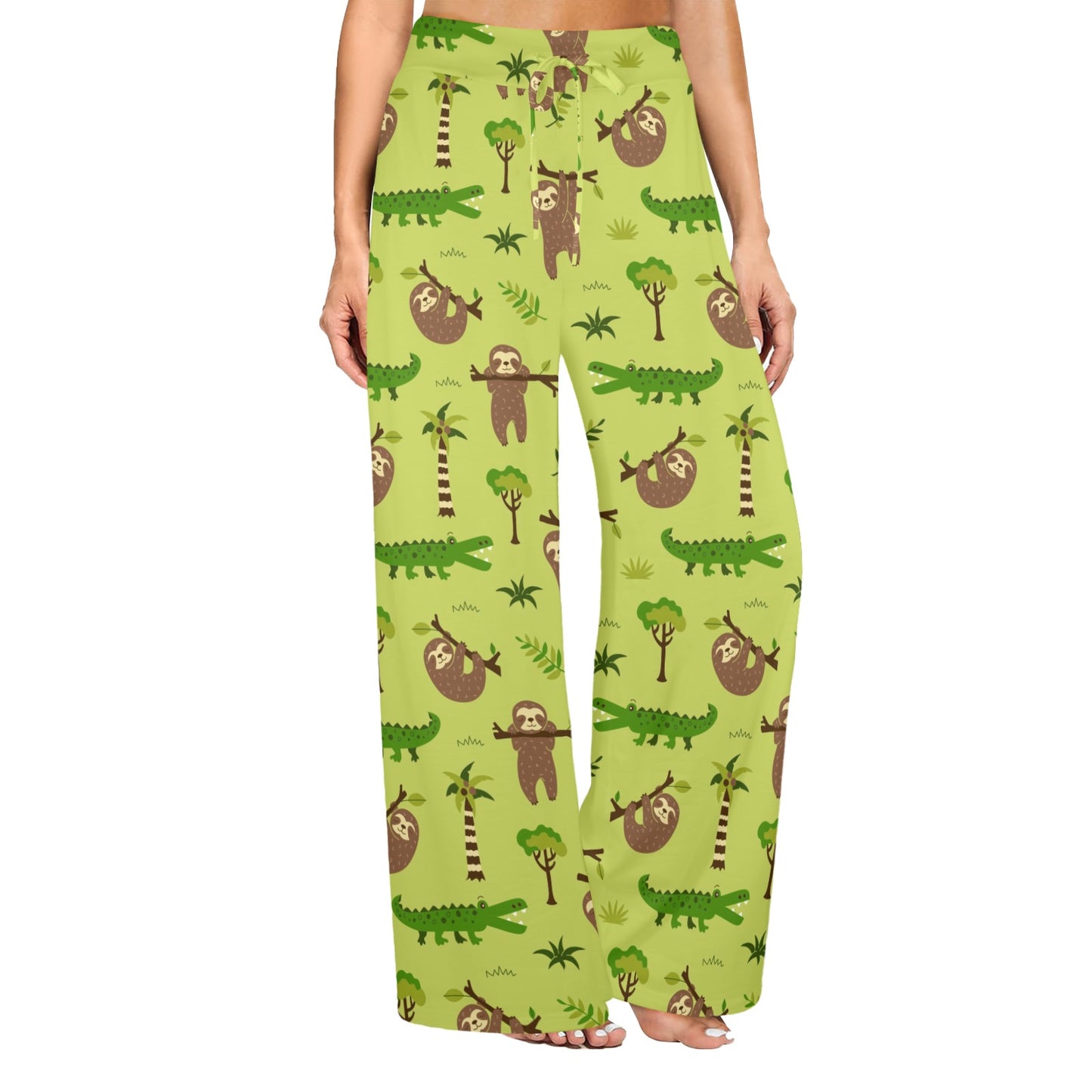 Alligator Pattern Print Design 04 Women's Wide Leg Lounge Pants