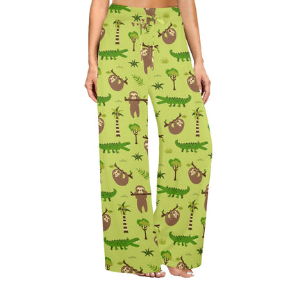 Alligator Pattern Print Design 04 Women's Wide Leg Lounge Pants