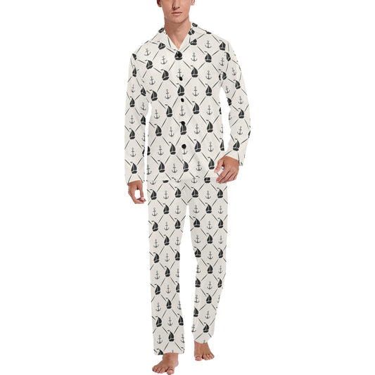 Sailboat Print Design LKS302 Men's Long Pajama Set