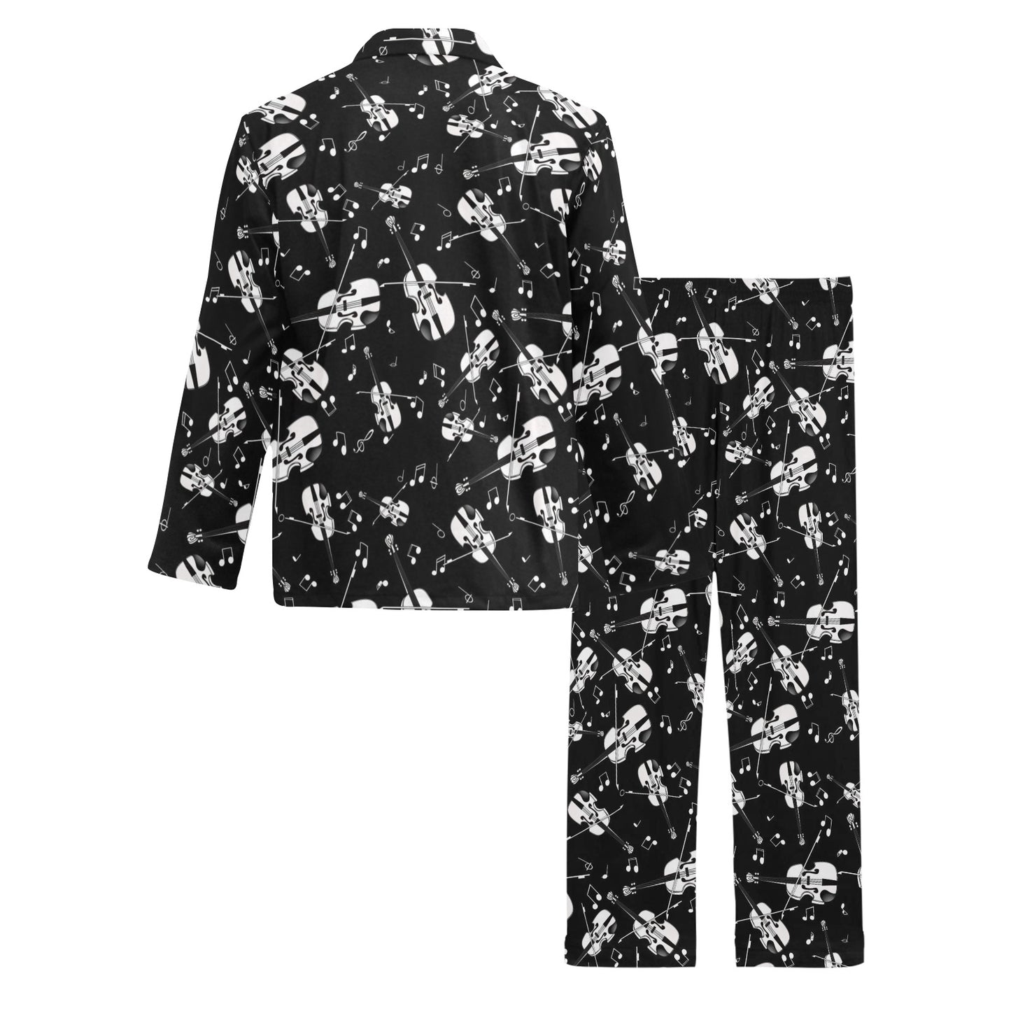 Violin Print Design LKS404 Men's Long Pajama Set