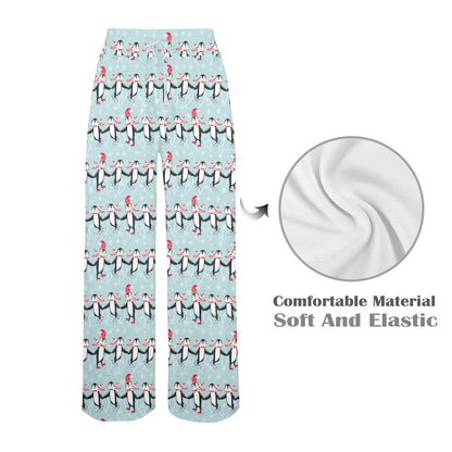 Penguin Sking Design Women's Wide Leg Lounge Pants