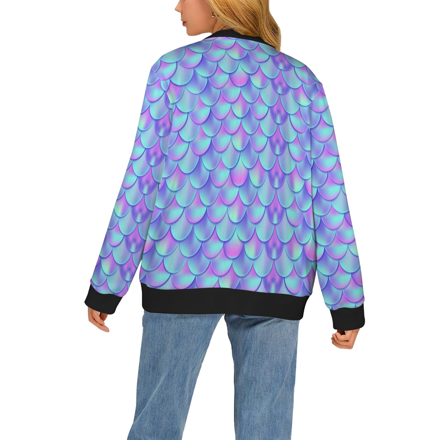 Mermaid Tail Design Print Pattern Women's Cardigan