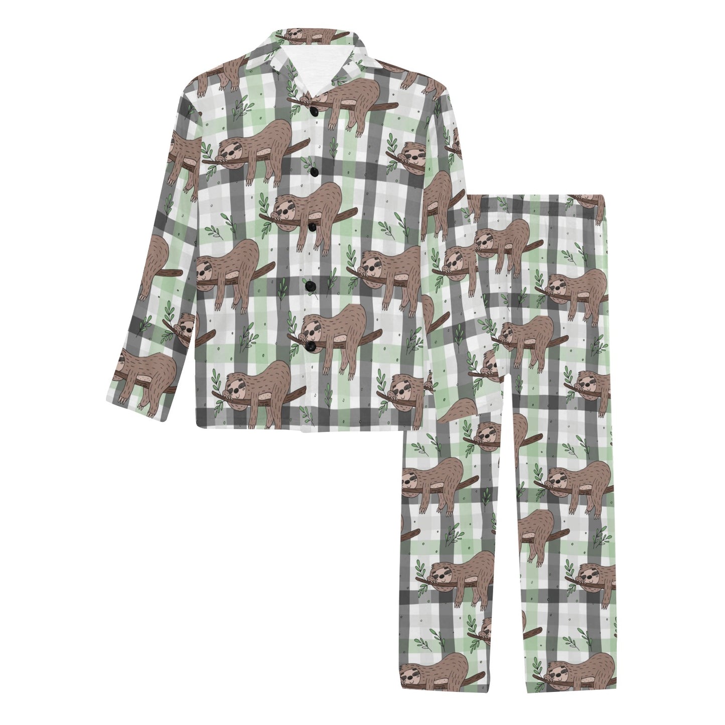 Sloth Print Design LKS301 Men's Long Pajama Set