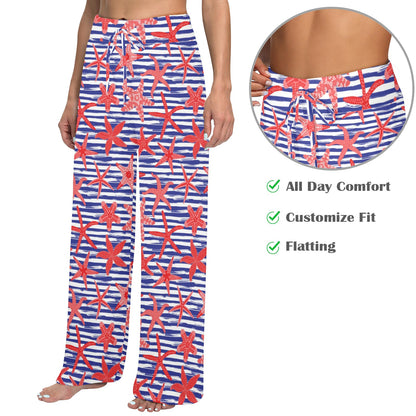 Starfish Print Design LKS401 Women's Wide Leg Lounge Pants