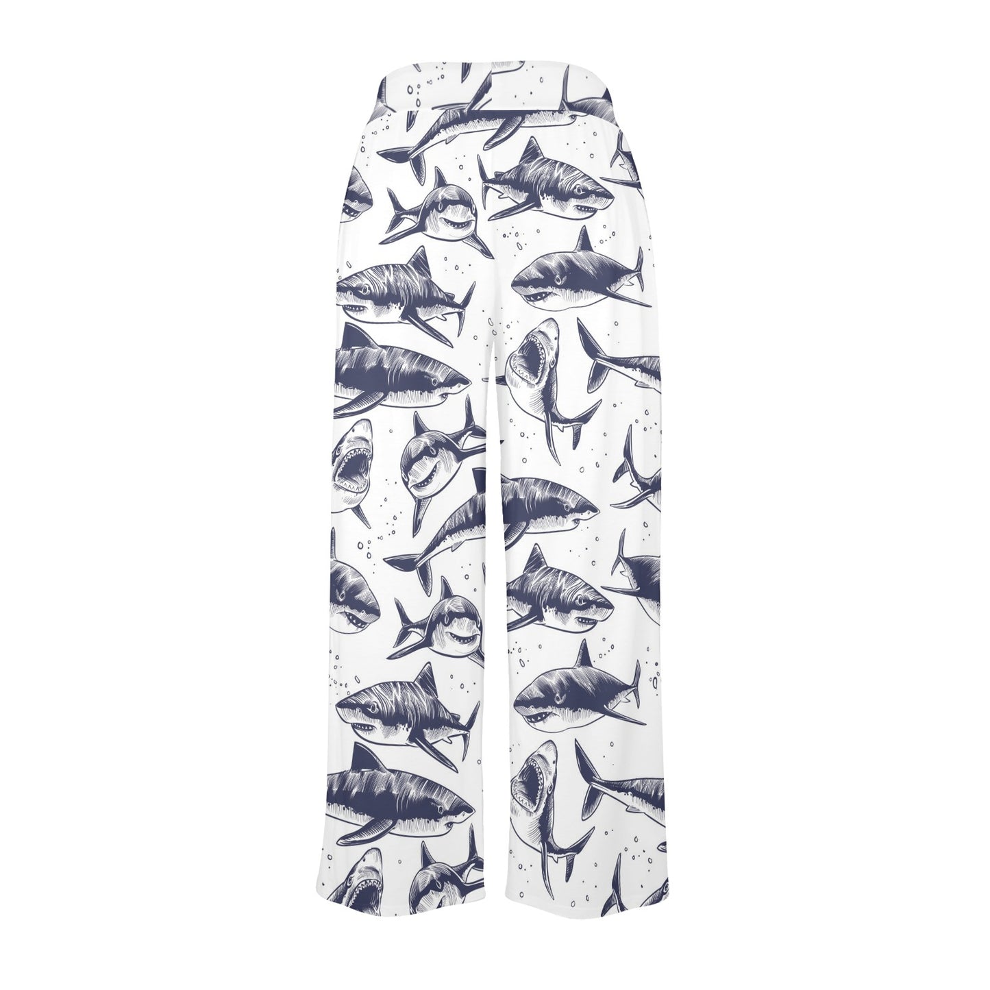 Great White Shark Pattern Print Design 02 Women's Wide Leg Lounge Pants