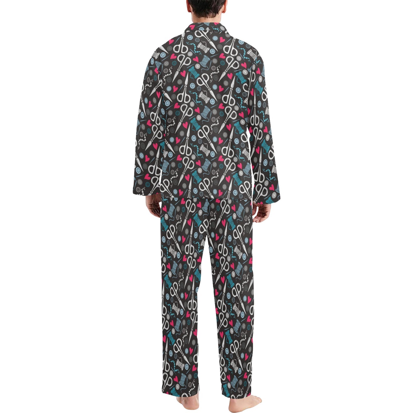Sewing Equipment Print Design LKS305 Men's Long Pajama Set