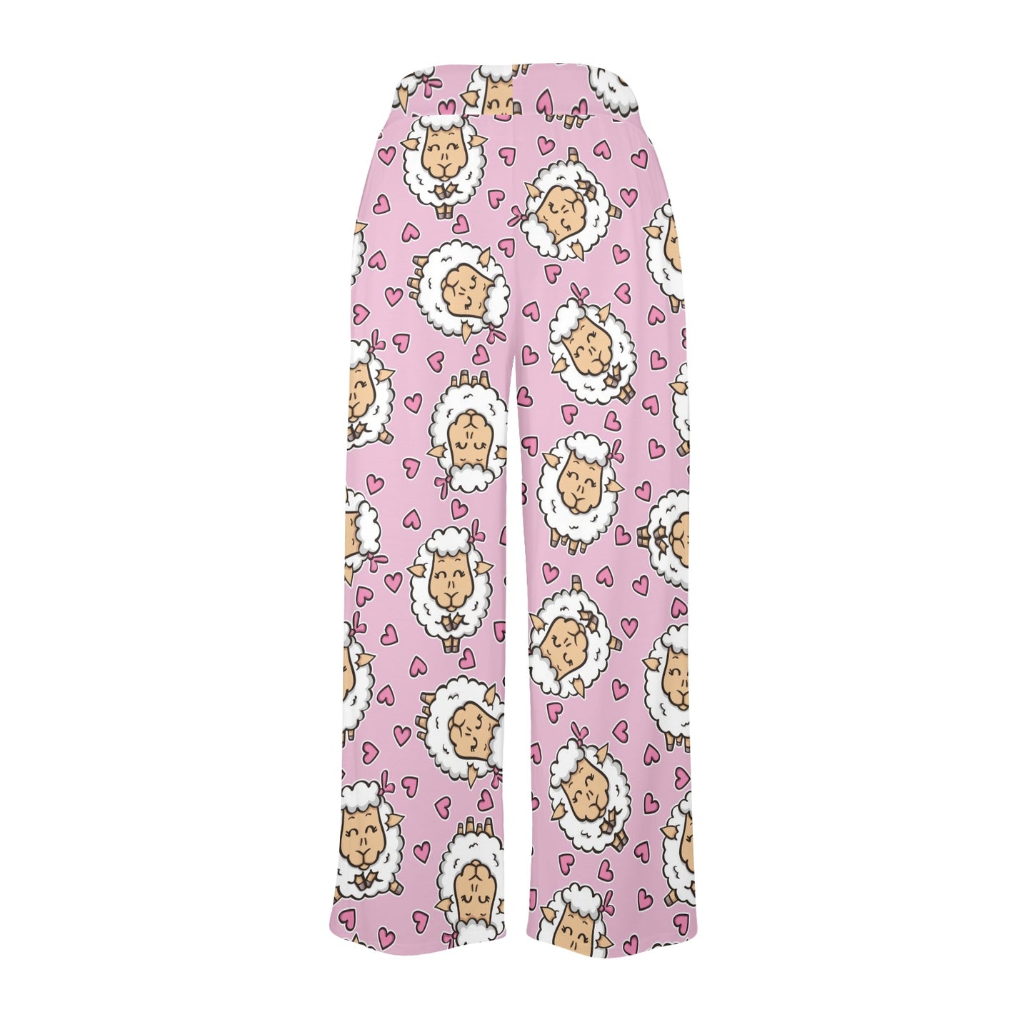 Sheep Cute Pattern Print Design 01 Women's Wide Leg Lounge Pants