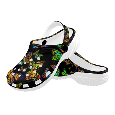 Butterfly Neon Color Print Pattern Unisex Clogs Shoes