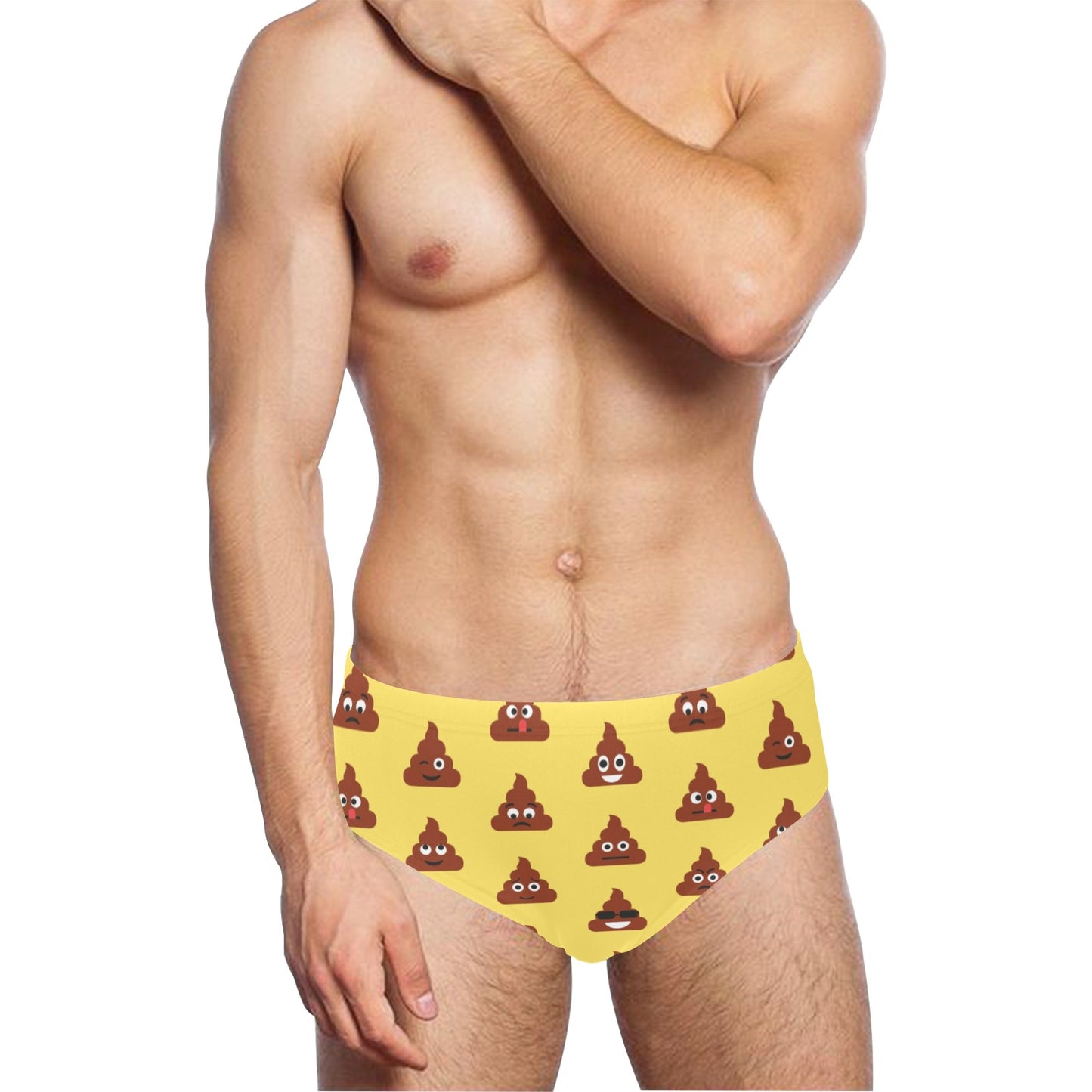 Emoji Poop Print Pattern Men's Swimming Briefs