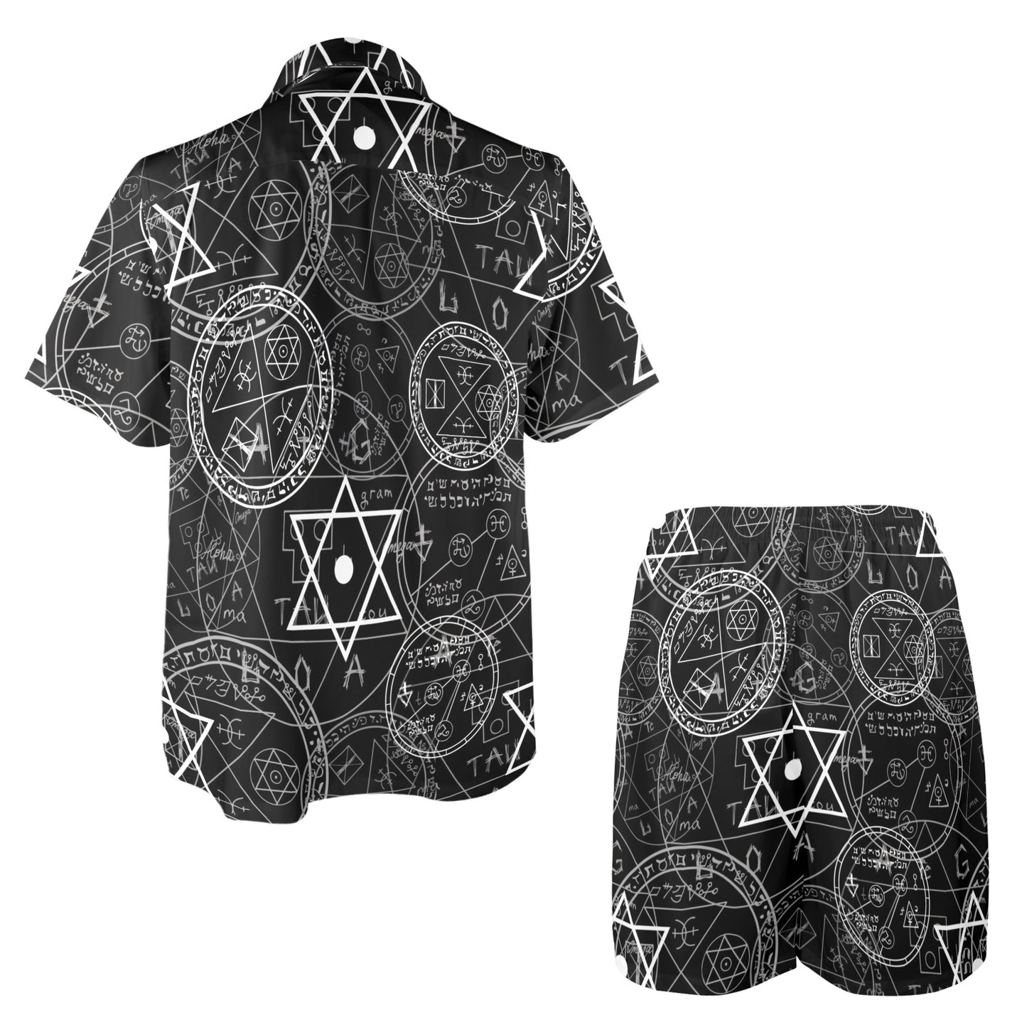 Pentagram Pattern Print Design A01 Men's Beach Shirt and Shorts Set