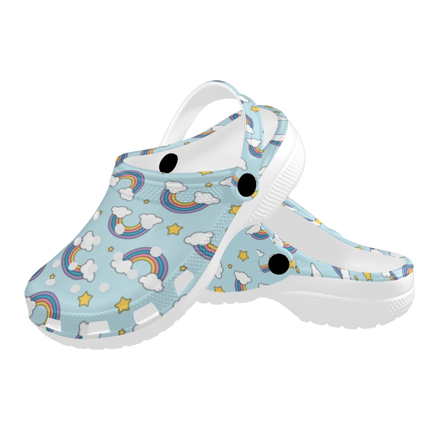 Rainbow Cloud Print Pattern Unisex Clogs Shoes