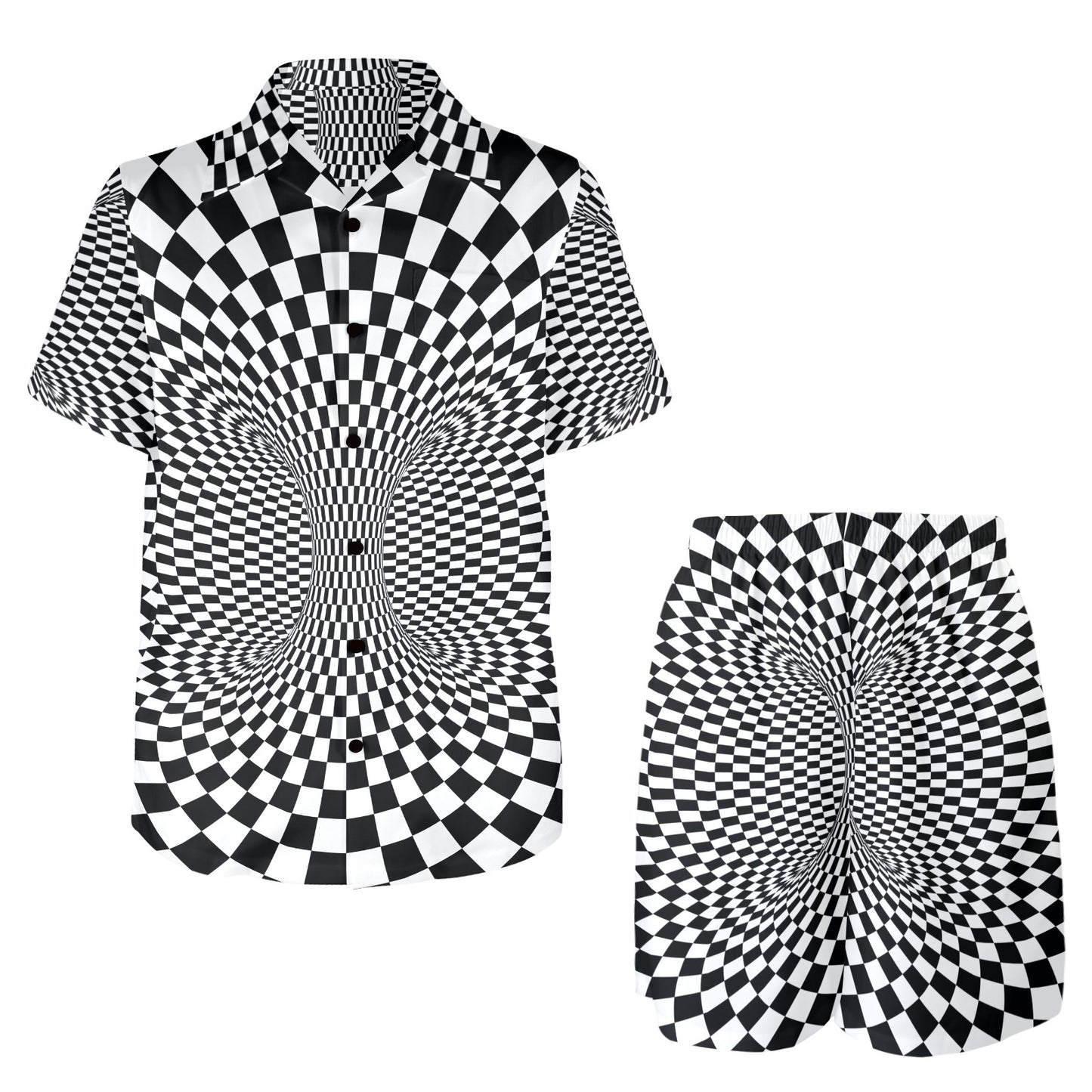 Optical illusion Projection Torus Men's Beach Shirt and Shorts Set