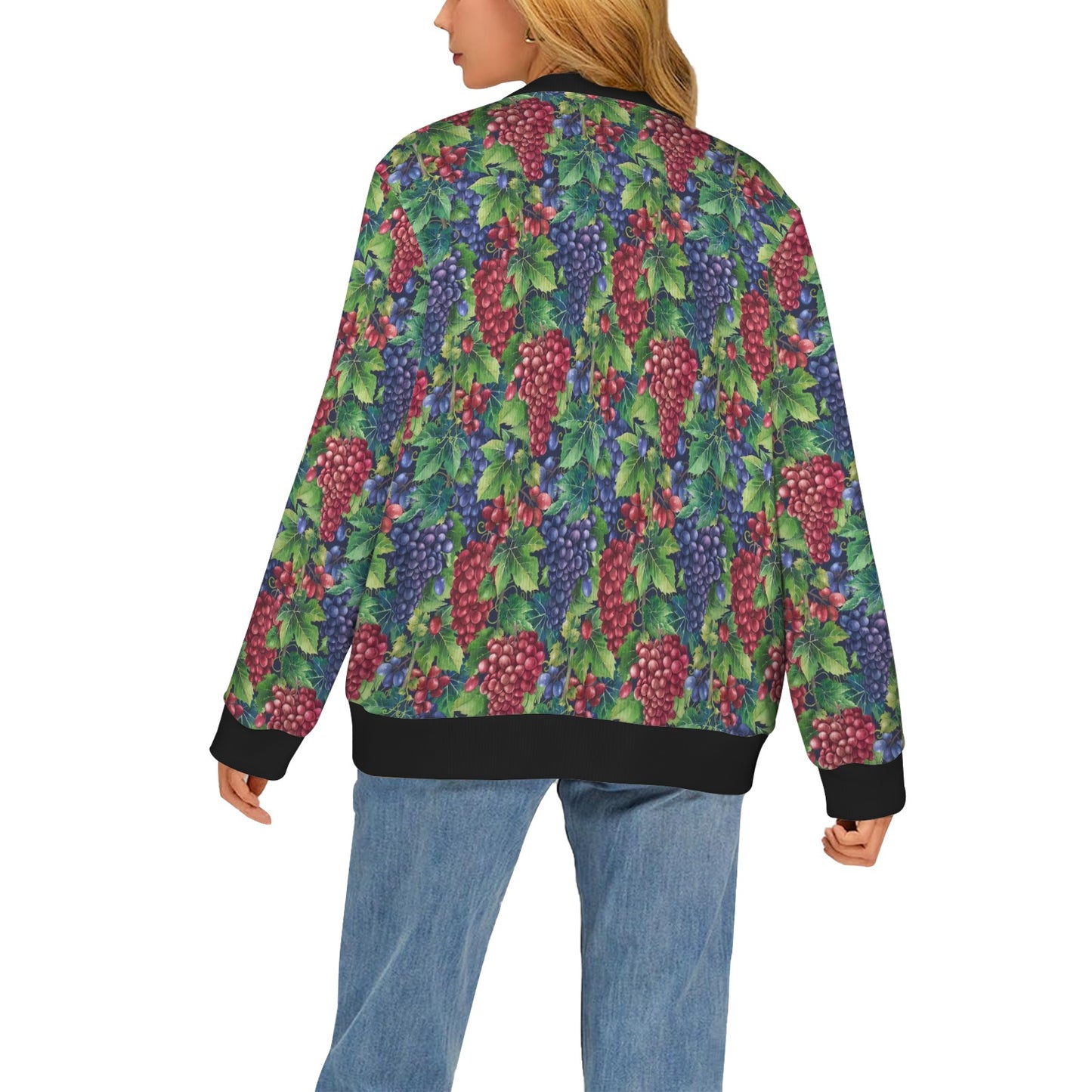 Grape Pattern Print Design GP02 Women's Cardigan