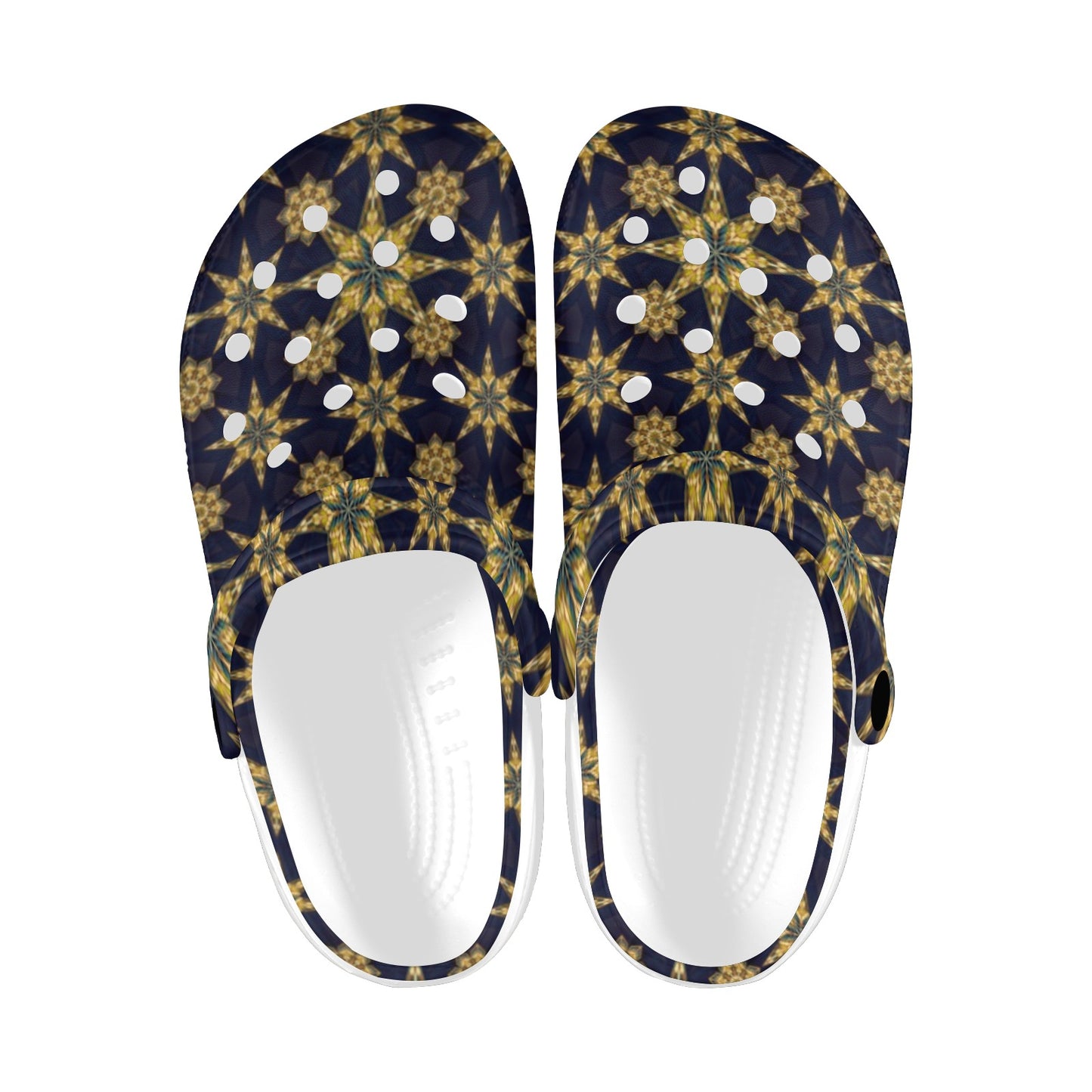kaleidoscope Gold Print Design Unisex Clogs Shoes