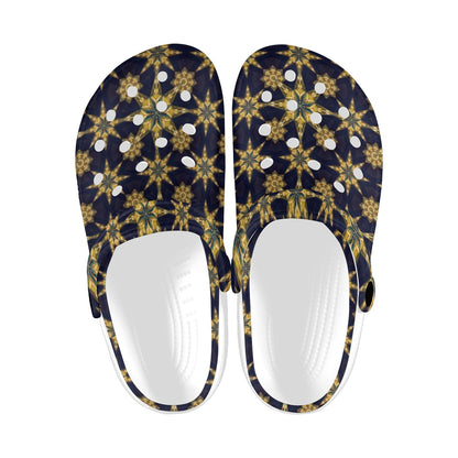 kaleidoscope Gold Print Design Unisex Clogs Shoes