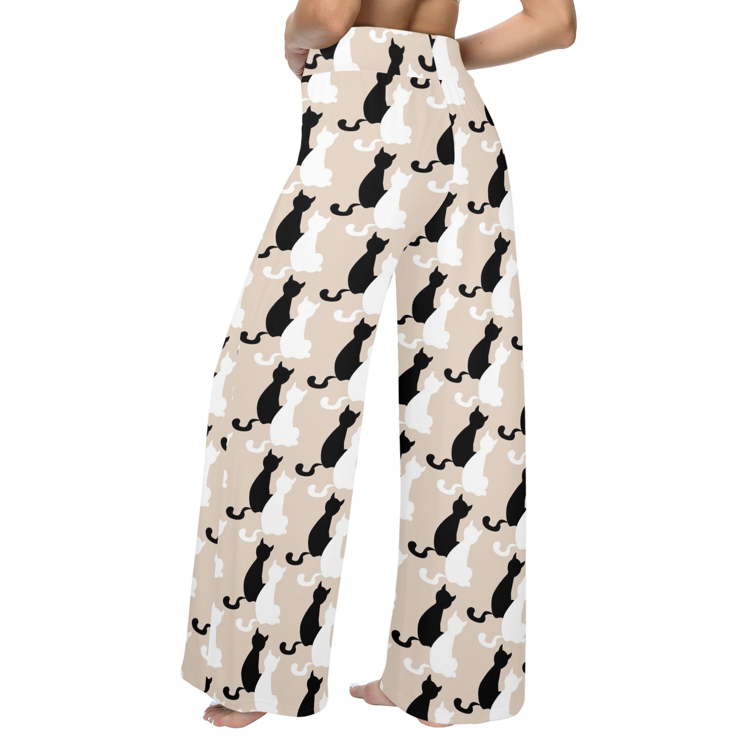 Cat Pattern Print Design 04 Women's Wide Leg Lounge Pants