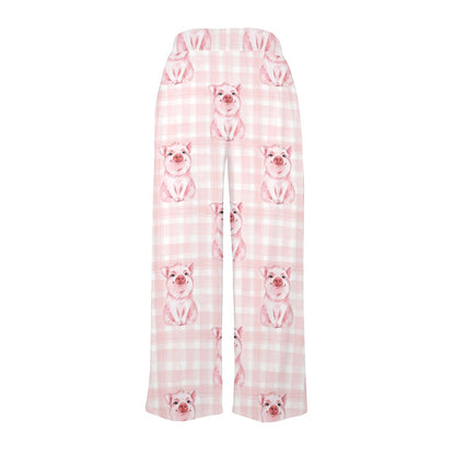 Pig Baby Pattern Print Design 01 Women's Wide Leg Lounge Pants