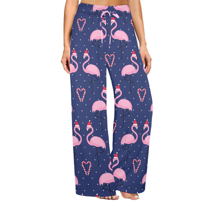 Flamingo Christmas Women's Wide Leg Lounge Pants