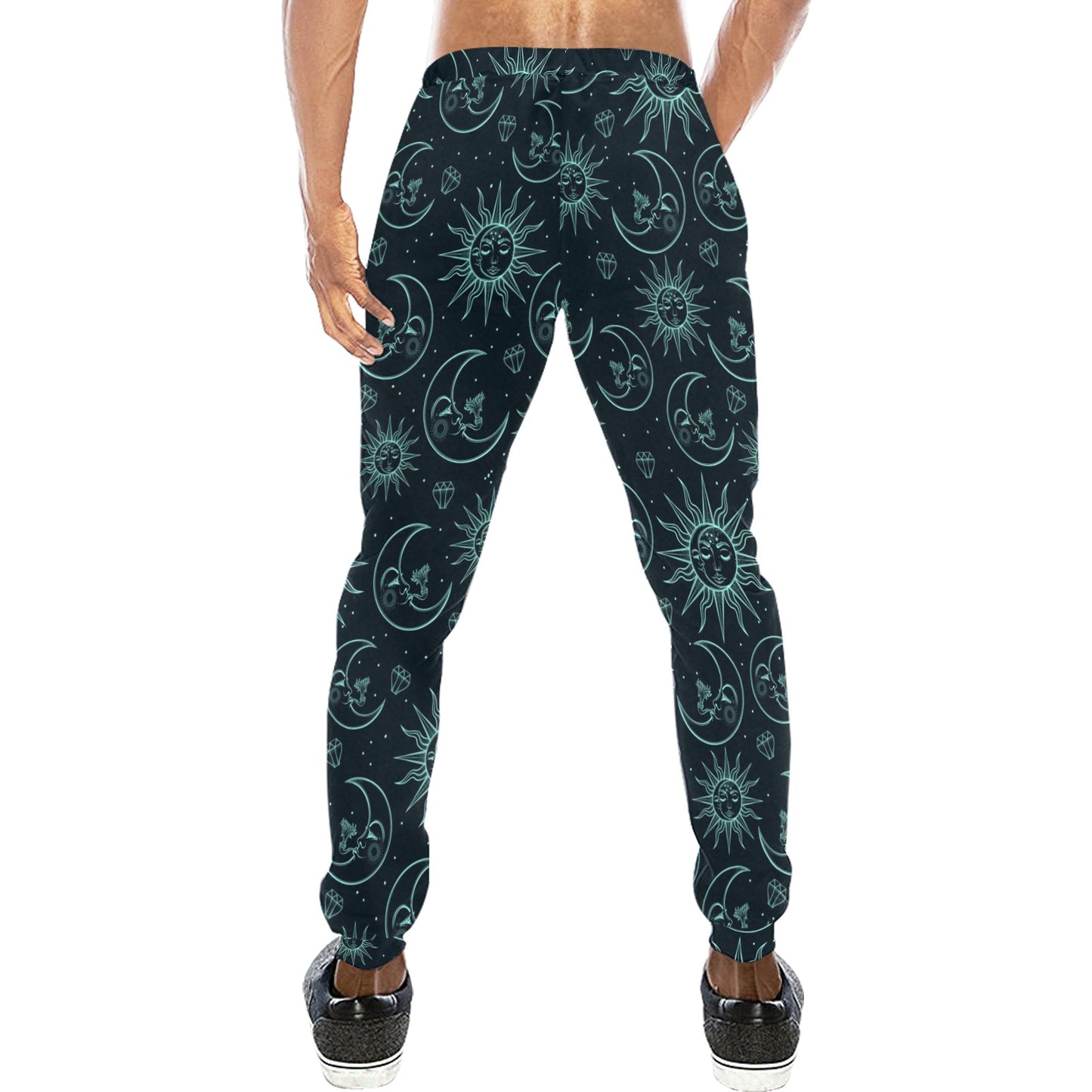 Sun Moon Magic Design Themed Print Men's Sweatpants