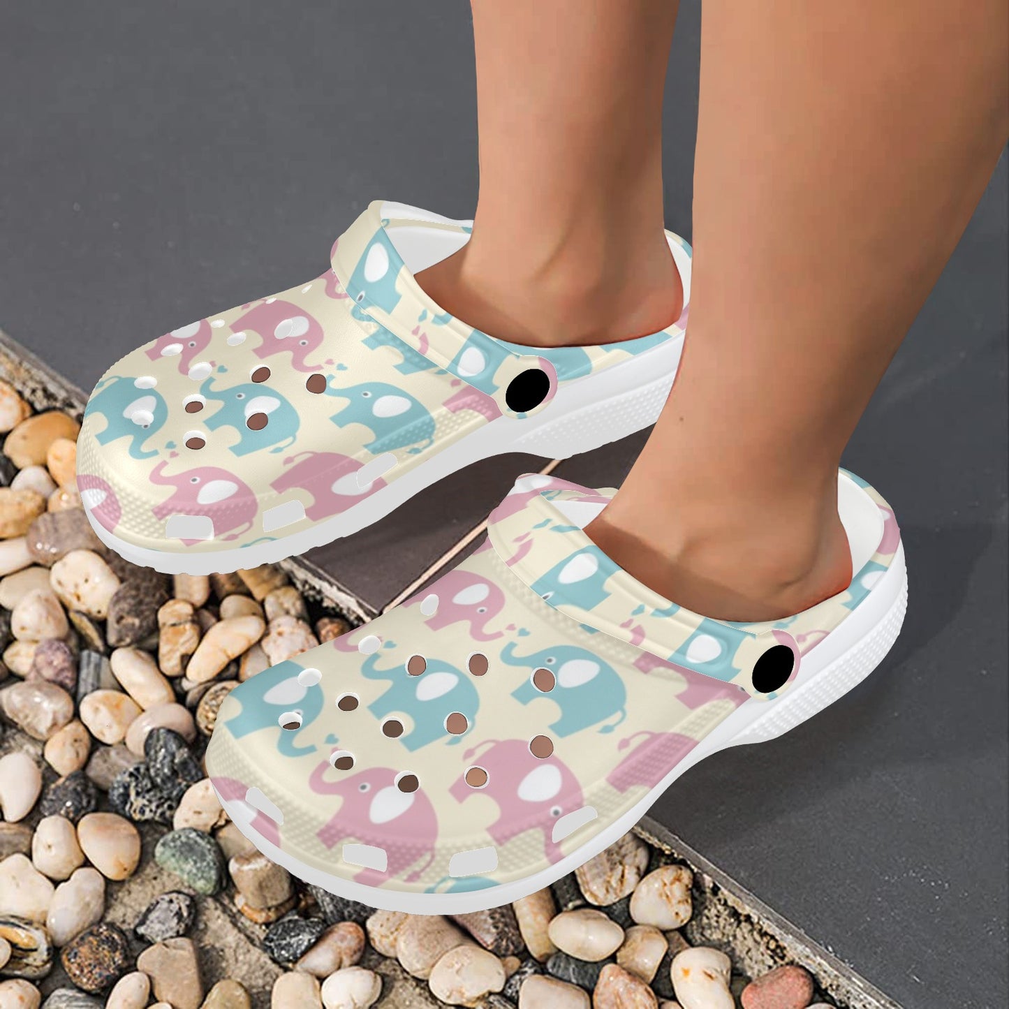 Elephant Baby Pastel Print Pattern Unisex Clogs Shoes