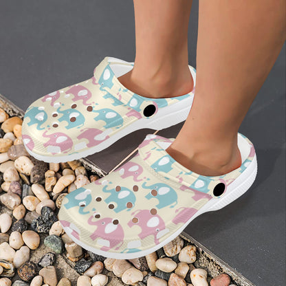 Elephant Baby Pastel Print Pattern Unisex Clogs Shoes