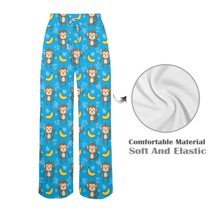 Monkey Pattern Print Design 05 Women's Wide Leg Lounge Pants