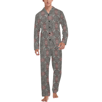 Calendar Aztec Style Print Pattern Men's Long Pajama Set