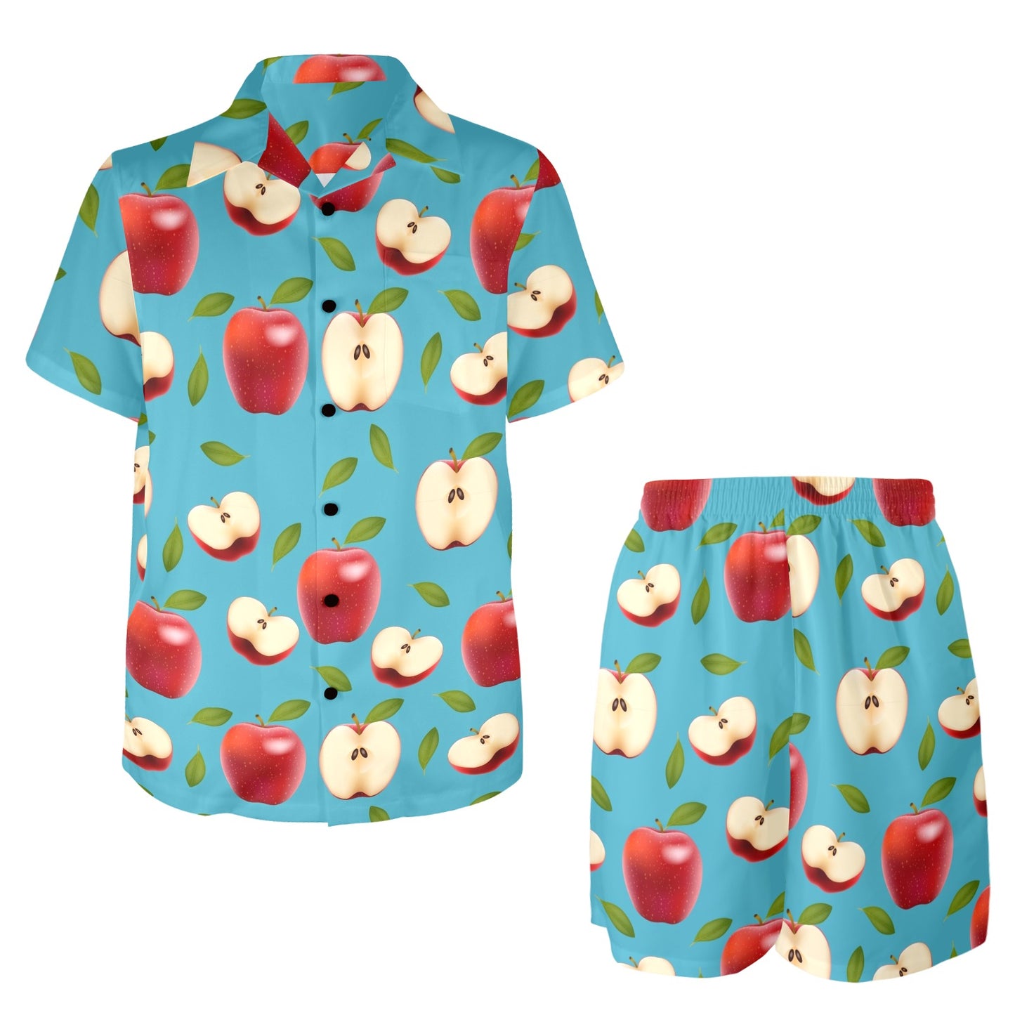 Apple Pattern Print Design AP012 Men's Beach Shirt and Shorts Set