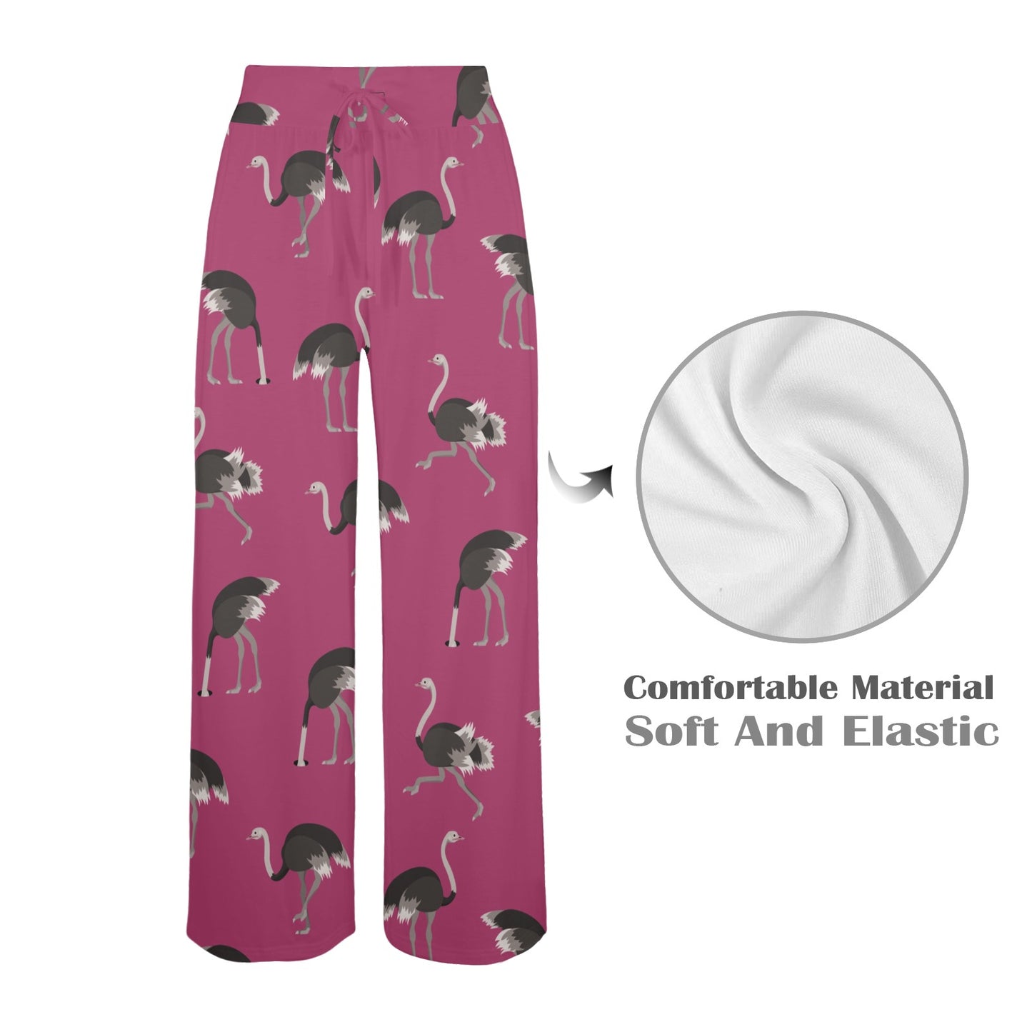 Emu Pattern Print Design 02 Women's Wide Leg Lounge Pants