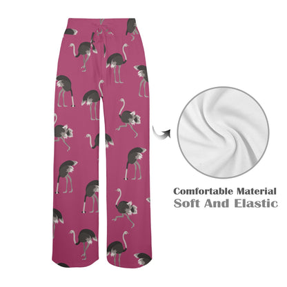 Emu Pattern Print Design 02 Women's Wide Leg Lounge Pants